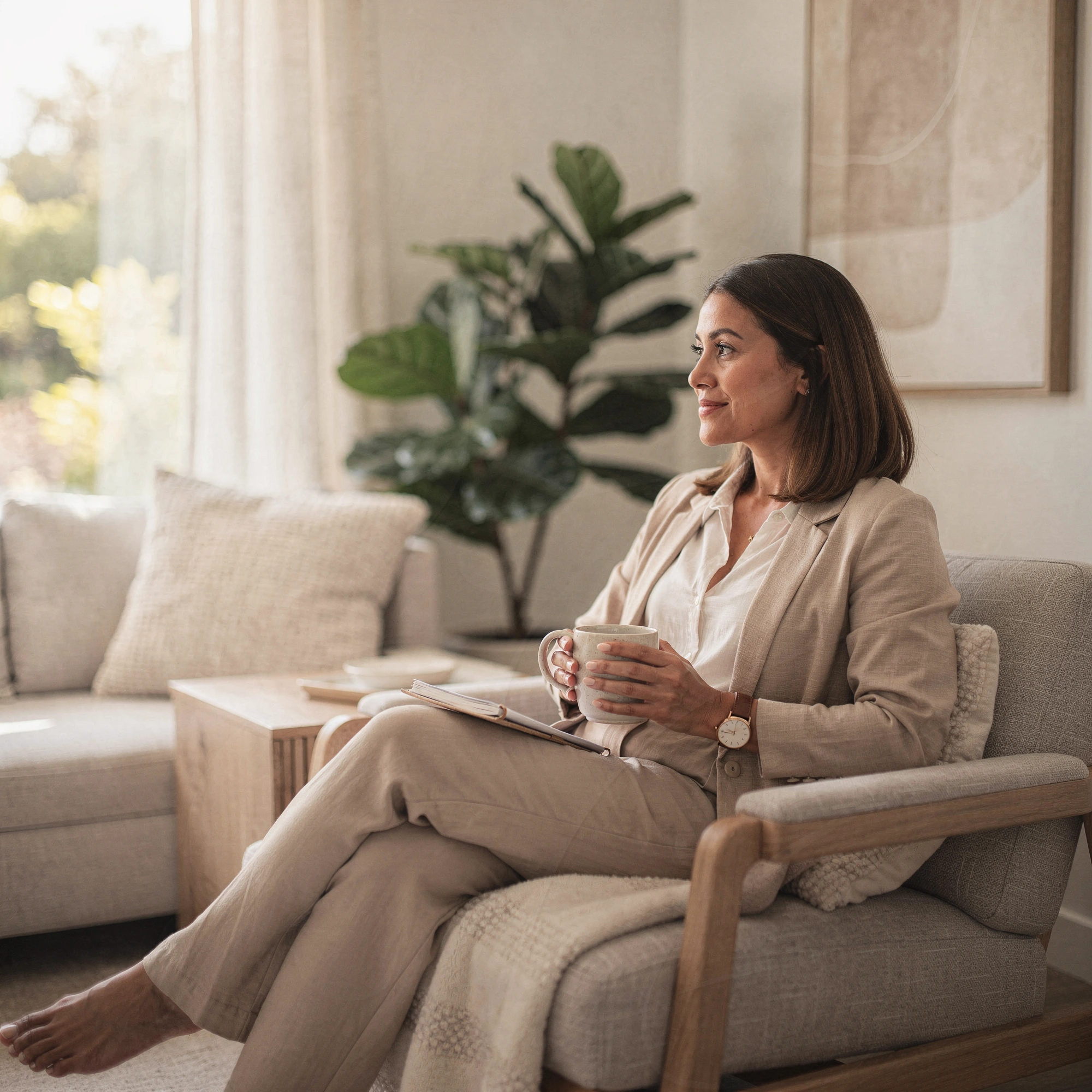 Therapist in Granada Hills, CA – client seated in a welcoming therapy office at Uriel Behavioral Wellness